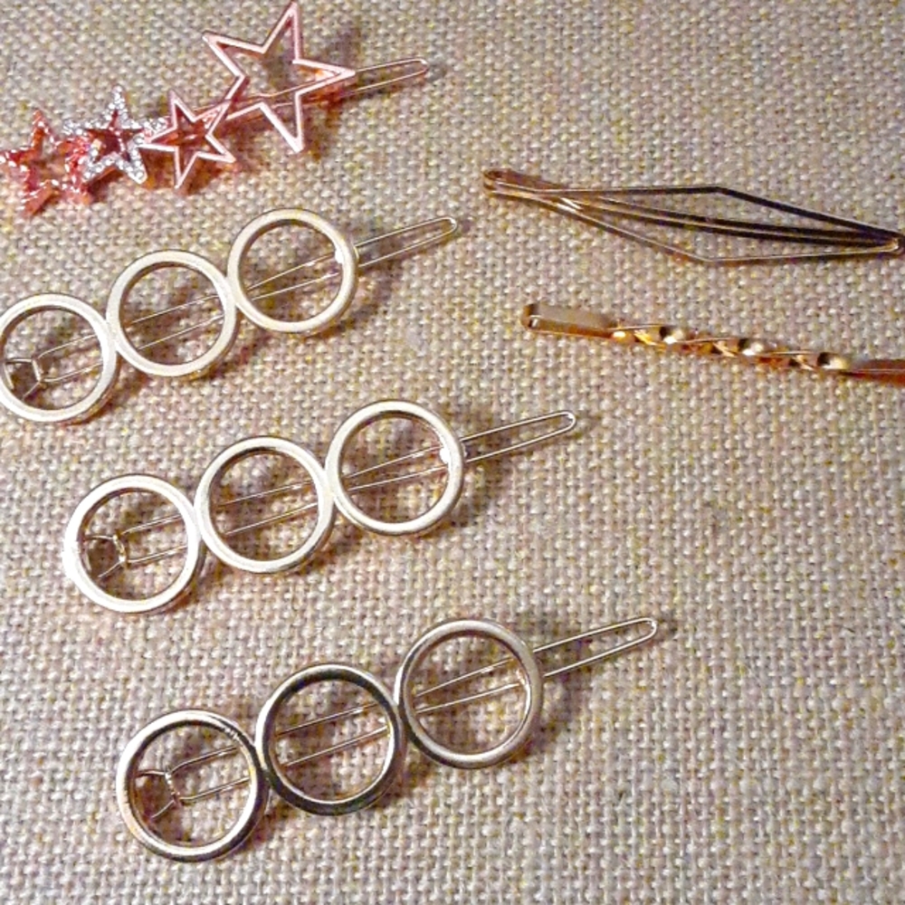 Hair clips/ barrettes. 6 pc set